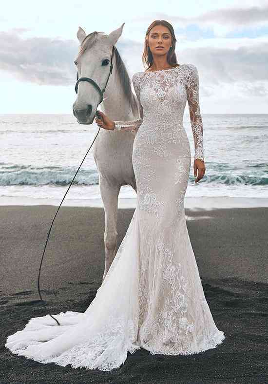 all white long sleeve wedding dress