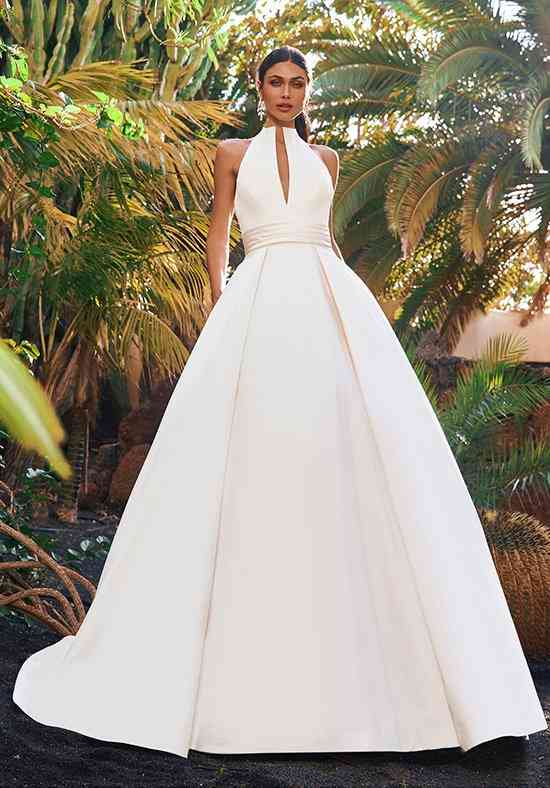 halter wedding dress with sleeves