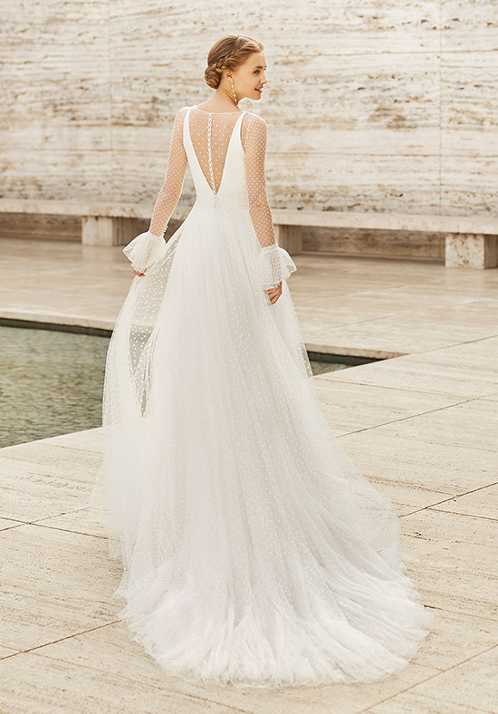 illusion sleeve wedding gown