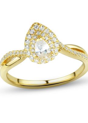 Diamond Engagement Ring 1/2 ct tw Pear/Round-Cut 14K Yellow Gold, 4454