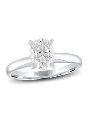 Diamond Solitaire Engagement Ring 1 ct tw Oval-cut 14K White Gold, 4454