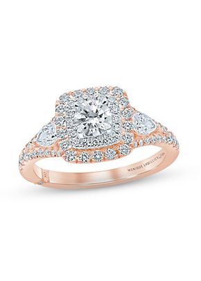 Monique Lhuillier Bliss Diamond Engagement Ring 1-1/6 ct tw Round & Pear-Shaped 18K Two-Tone Gold, 4454