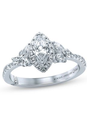 Monique Lhuillier Bliss Diamond Engagement Ring 1-1/8 ct tw Marquise & Round-cut 18K White Gold, 4454