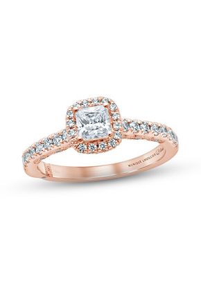 Monique Lhuillier Bliss Diamond Engagement Ring 7/8 ct tw Princess & Round-cut 18K Rose Gold, 4454