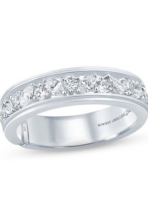 Monique Lhuillier Bliss Men's Diamond Wedding Band 1 ct tw Marquise & Round-cut 18K White Gold, 4454