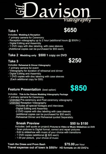 Gil Davison Videography Videography Monroeville Al Weddingwire There are occasionally videographers who quote below €1000 for full day coverage and those that quote beyond the upper limit stated above. gil davison videography videography