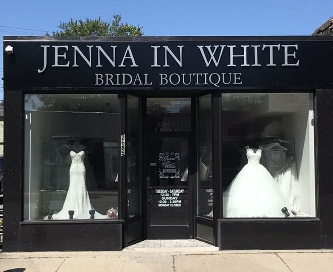 jenna in white bridal boutique