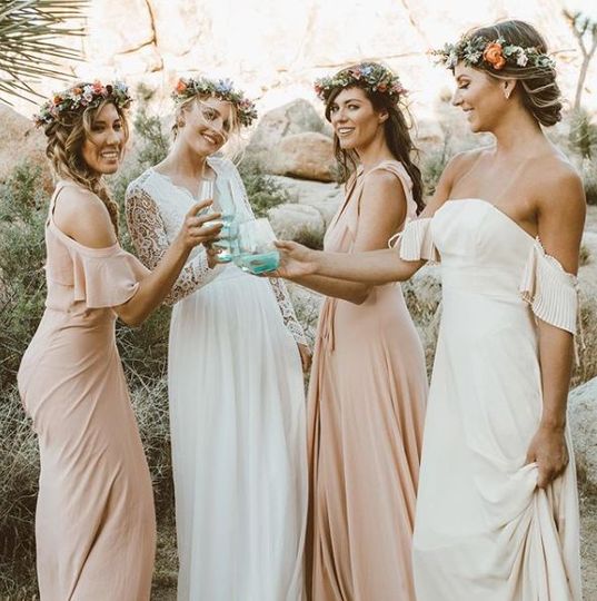 Bride and her bridesmaids