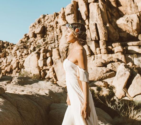 Off-shoulder wedding dress