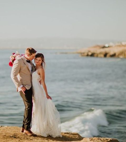 Newlyweds by the sea