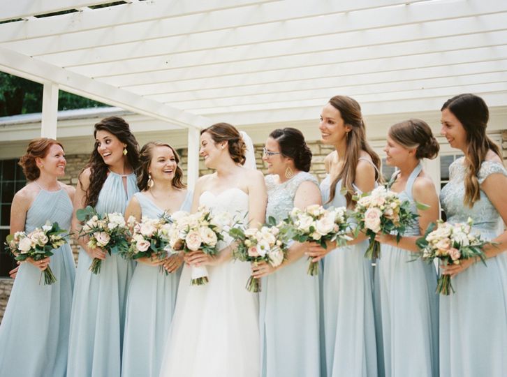 fog blue bridesmaid dresses