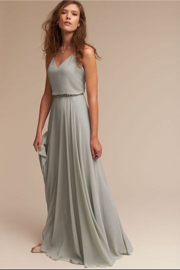 twobirds Bridesmaids	BHLDN Charlie Dress		Clean lines and an airy silhouette give this romantic...