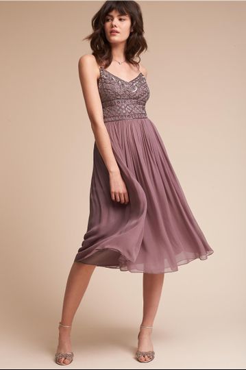 Ghost London	BHLDN Breathless Dress		This sleek satin dress balances a dramatic cowl back with a...