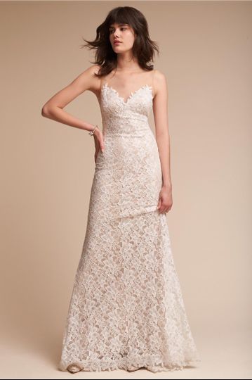 Tadashi Shoji	BHLDN Helios Gown		This understated column gown is fashioned entirely from...