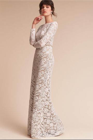 Tadashi Shoji	BHLDN Medallion Gown		Cut from bold, floral lace, this gown balances a high neck...