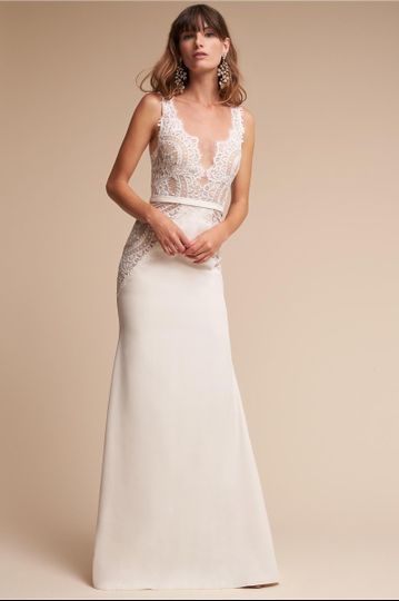 Willowby by Watters	BHLDN Selma Gown		Featuring a plunging neckline, open back, and illusion...