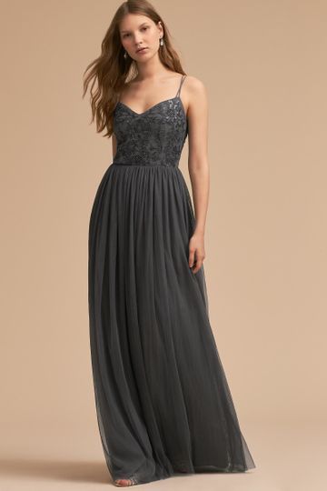 Watters	BHLDN Dove Dress		Trimmed in a layer of delicate ruffles of chiffon and tulle, this...