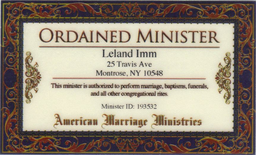 Pastor Leland Imm Ordained Minister & Wedding Officiant