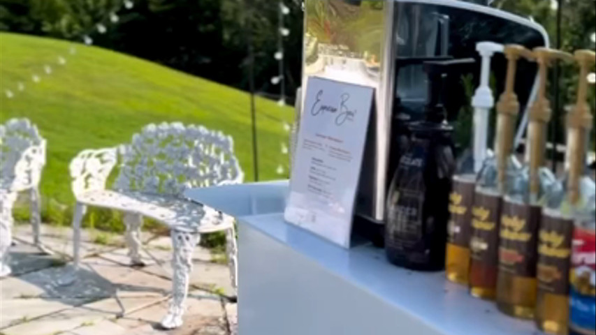 Outdoor Summer Wedding Specialty Coffee Bar by Espresso Dave's Coffee Catering