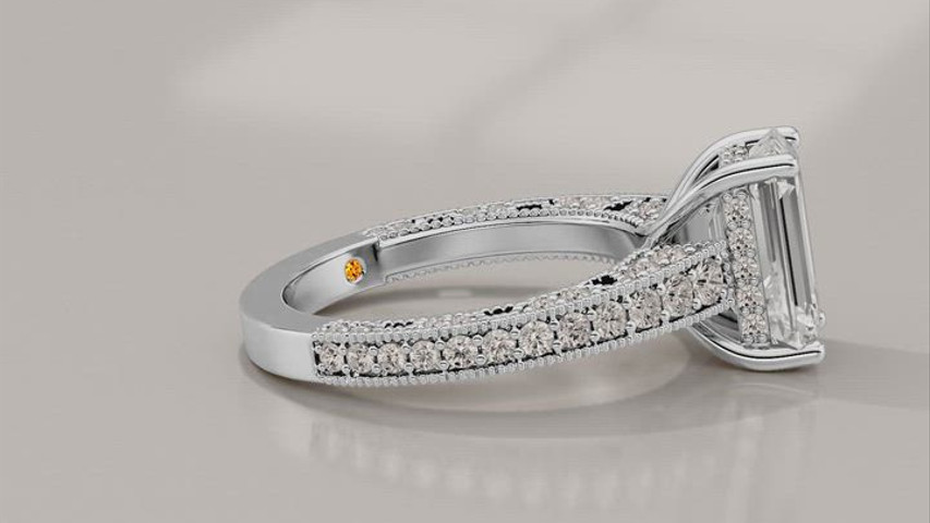 Myrra Lab Grown Vintage Inspired Pavé Diamond Engagement Ring