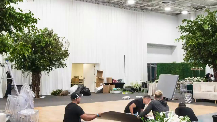 Basketball Court to Wedding Transformation Time Lapse