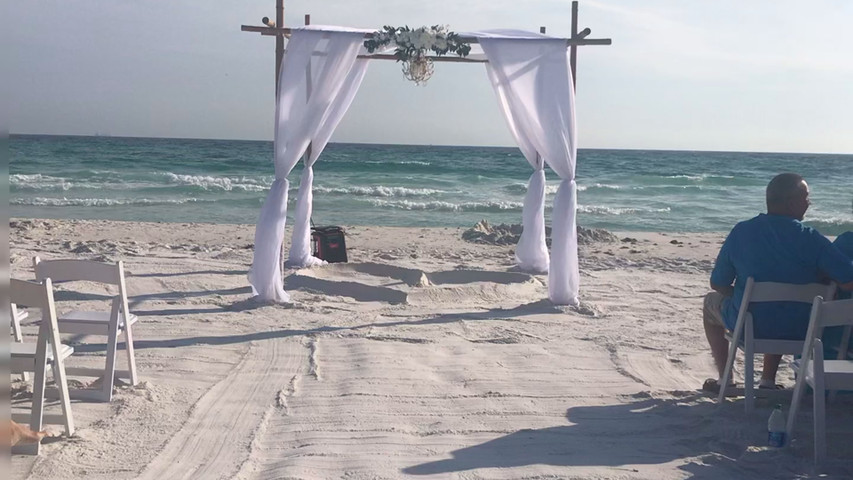 8 Pole bamboo arch set up on the Beach 