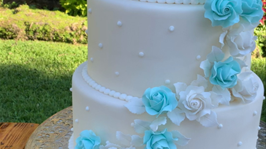 Teal Blue and White Roses