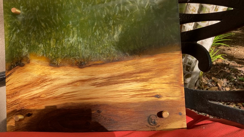 Solid wood and resin board
