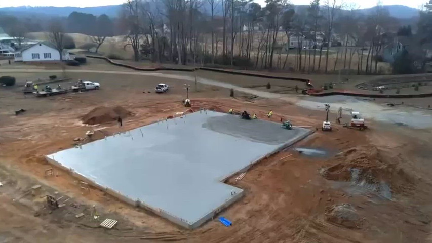 Large big barn foundation work video