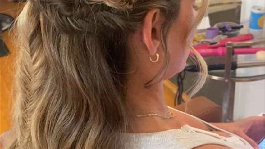 Boho braid with fishtail and waves