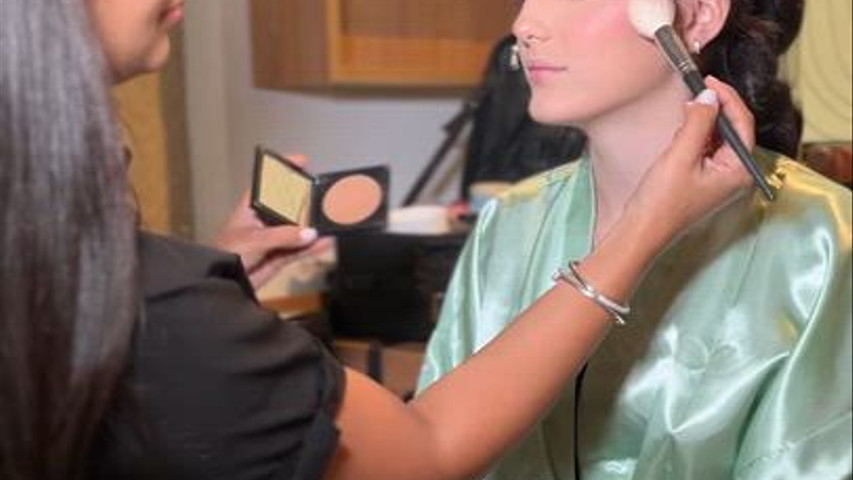 Getting ready for a bridesmaid