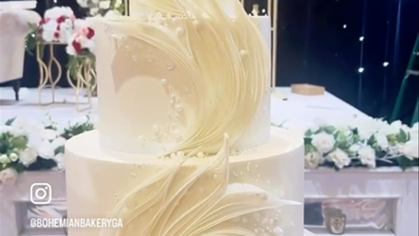 Wedding cake with wafer paper art