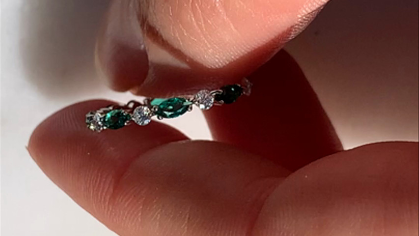 Emerald & Diamond Wedding Band