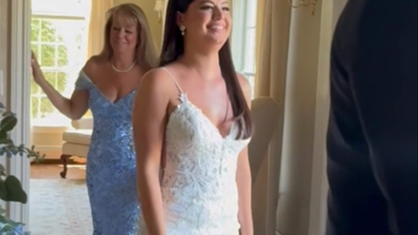 Alyssa's first look with dad