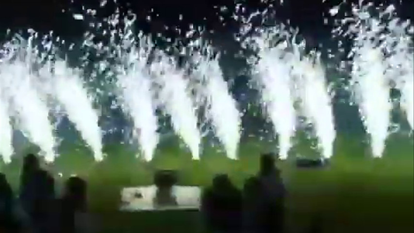 Beautiful wall of silver sparks fireworks