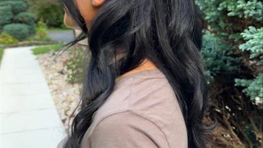 Party makeup with romantic half up half down