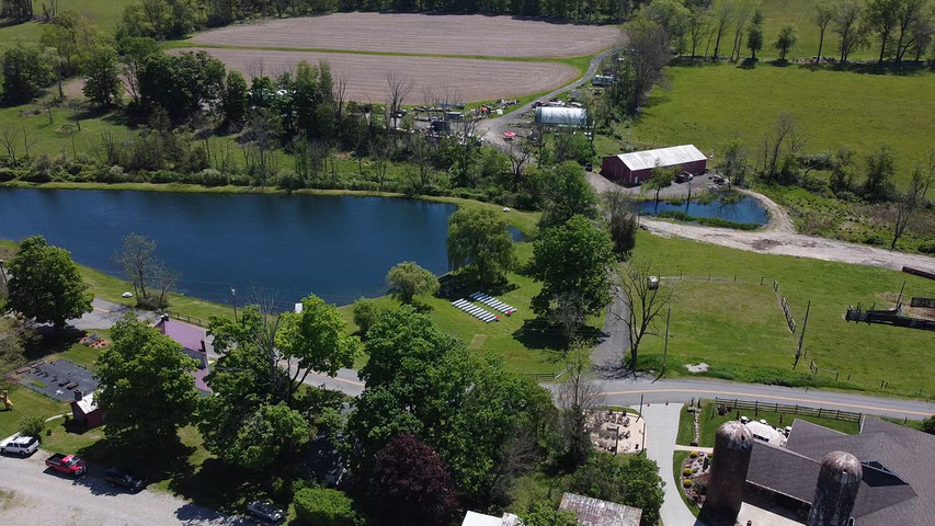 drone video of pond 