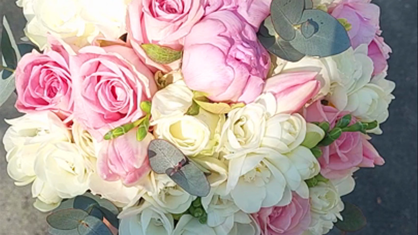 peonies and freesias bouquet