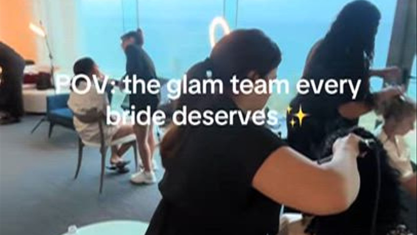 Beauty team and content creator in action