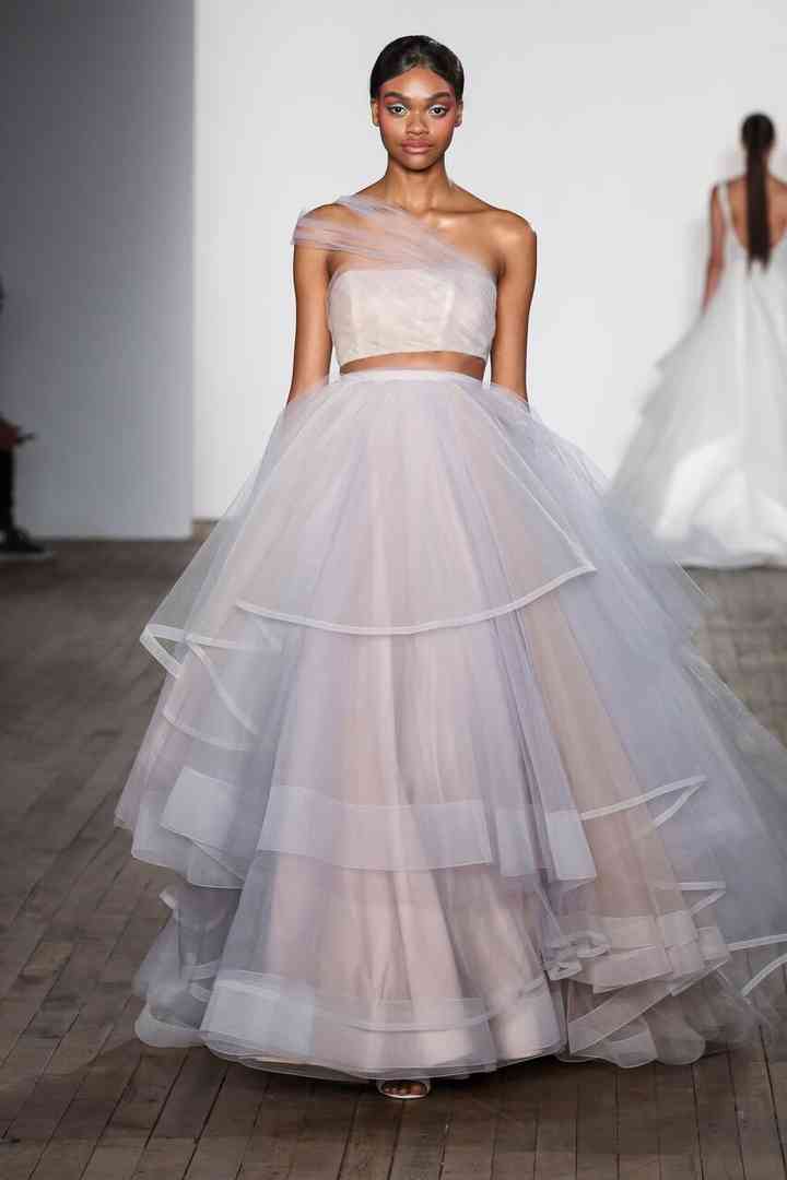 crop top and skirt bridesmaid dress
