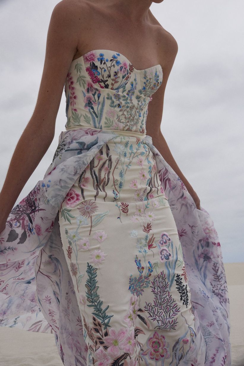 wedding dress with flowers on it