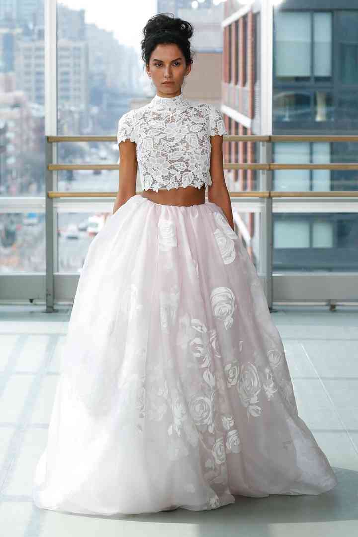 crop top bridal dress