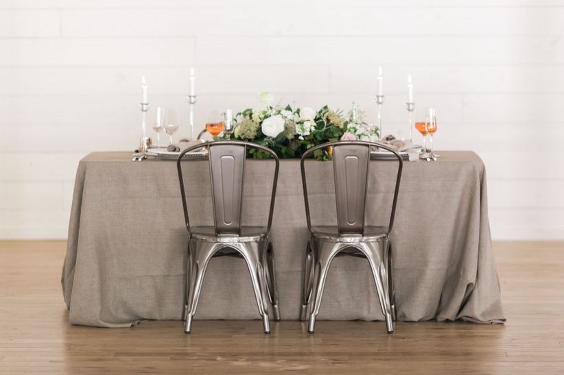 industrial marais chairs rustic modern wedding tablescape