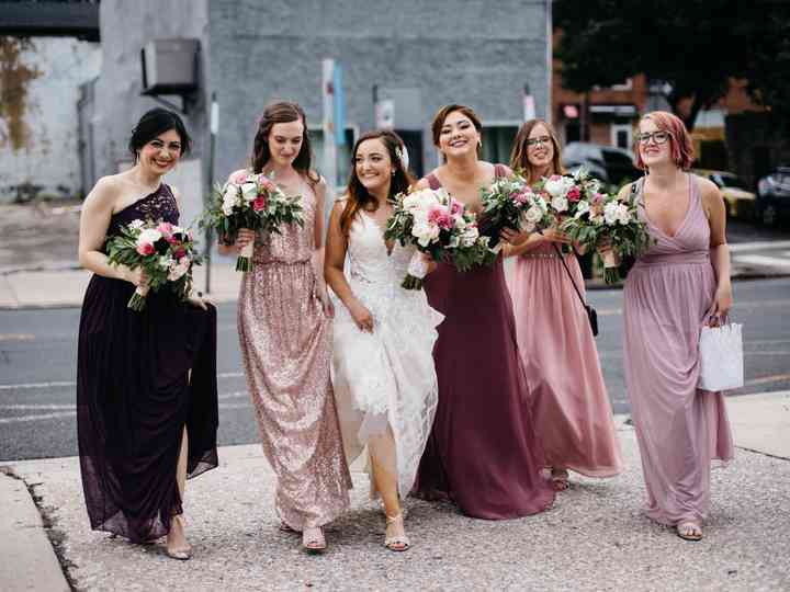 wine and blush bridesmaid dresses