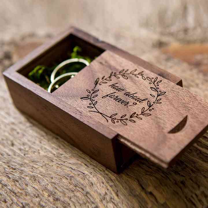 Wedding Ring Box Engagement Ring Box Removable Lid Always And Forever Laser Engraved Magnetic Wooden Ring Box