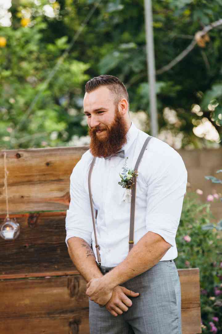 casual wedding attire for bride and groom