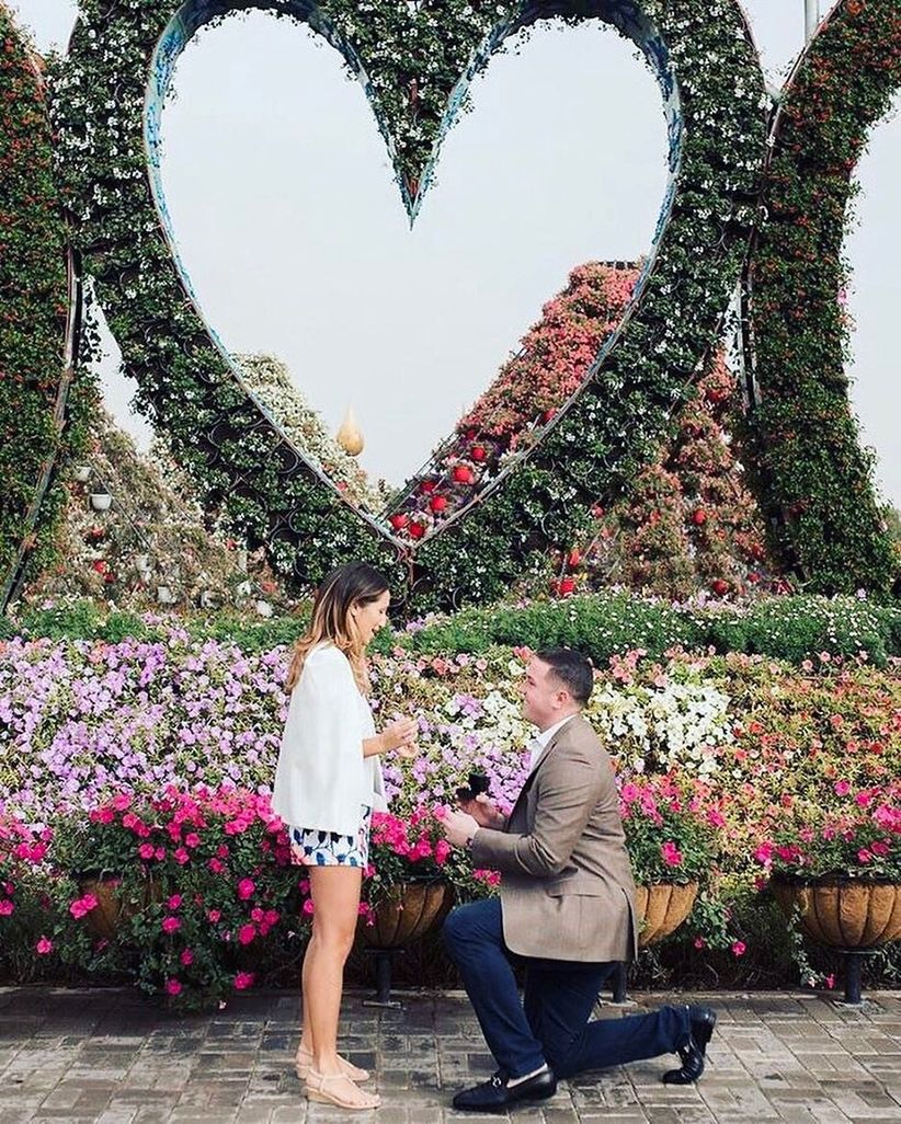 proposal at garden in Dubai