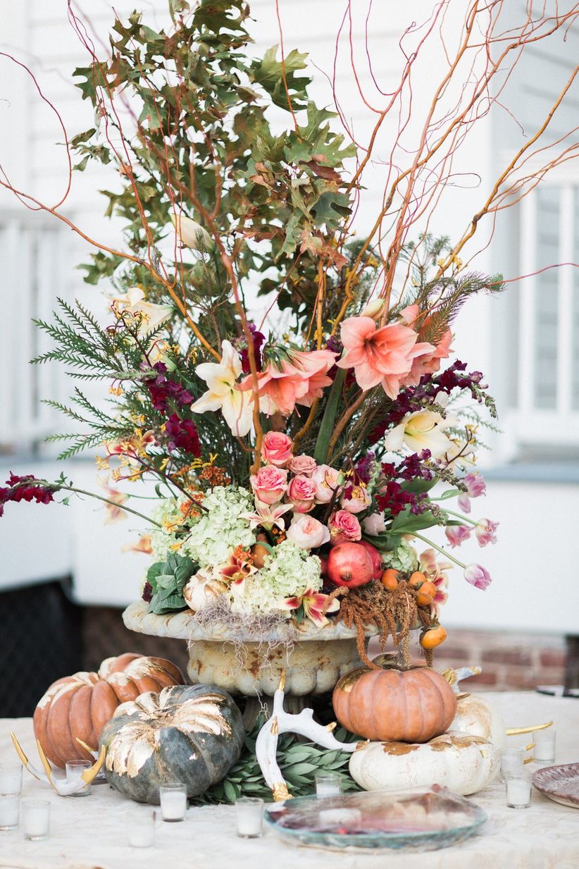 elegant fall wedding centerpiece