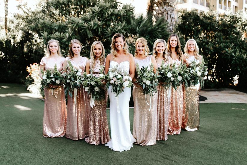 metallic bridesmaid dresses