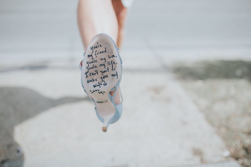 love note on soles of shoes